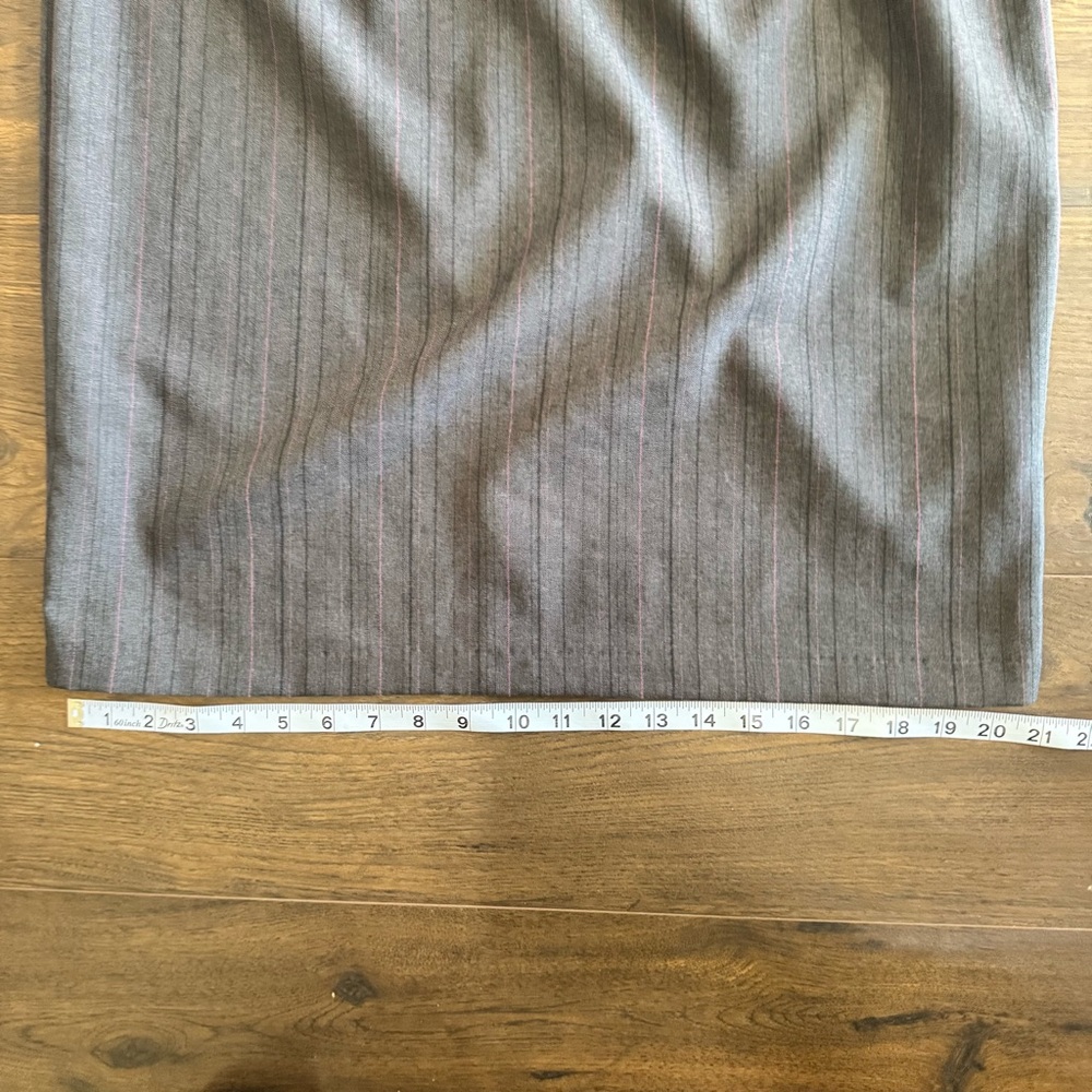 Karin Stevens Gray Pinstripe Sheath Dress Tie Waist Career Office Size 14 - Picture 13 of 16